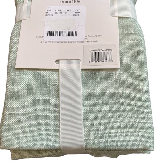 LAURA ASHLEY Spring Chic Mint Green Textured 18X18 Cloth Napkins Set of 6 NEW - Picture 7 of 9